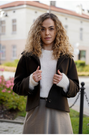 Kurtka wełniana oversize w fasonie pudełkowym – elegancka, diagonal | Marisol