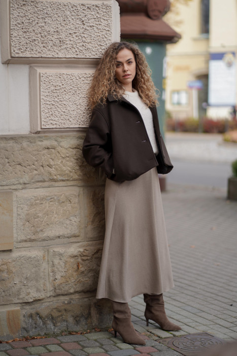 Kurtka wełniana oversize w fasonie pudełkowym – elegancka, diagonal | Marisol 2
