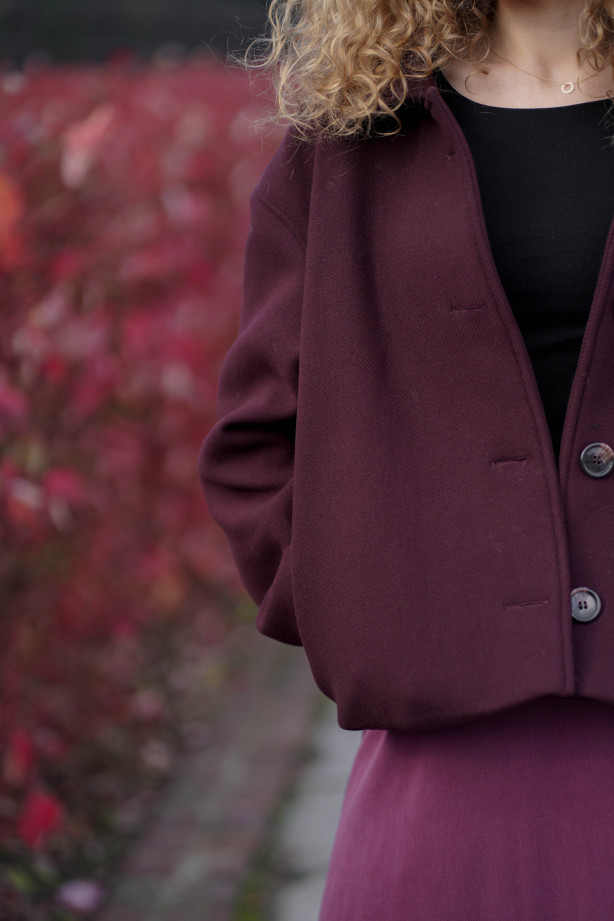 Kurtka wełniana oversize w fasonie pudełkowym – elegancka, diagonal | Marisol