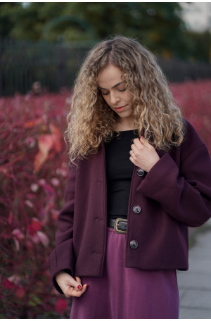 Kurtka wełniana oversize w fasonie pudełkowym – elegancka, diagonal | Marisol