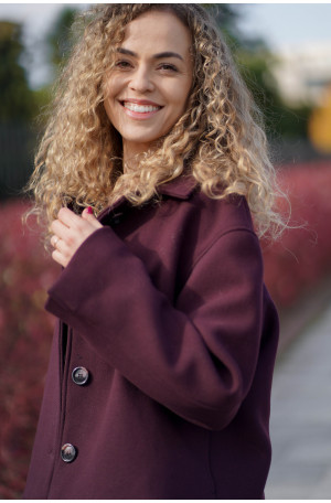 Kurtka wełniana oversize w fasonie pudełkowym – elegancka, diagonal | Marisol