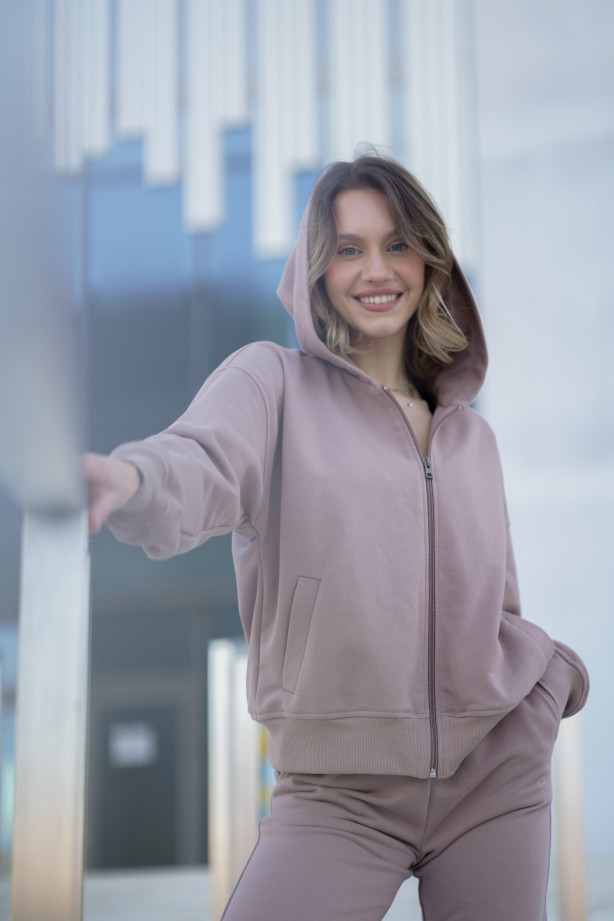 Bluza damska z kapturem na zamek – bawełna, polska produkcja | Marisol