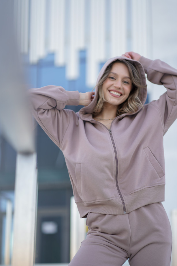 Bluza damska z kapturem na zamek – bawełna, polska produkcja | Marisol