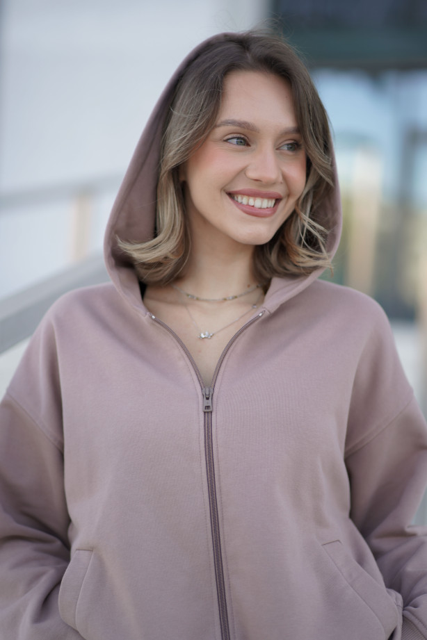 Bluza damska z kapturem na zamek – bawełna, polska produkcja | Marisol