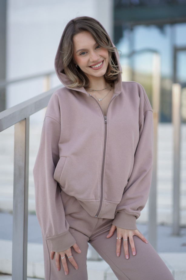 Bluza damska z kapturem na zamek – bawełna, polska produkcja | Marisol