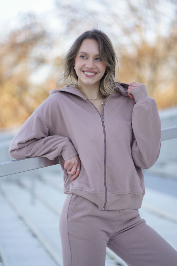 Bluza damska z kapturem na zamek – bawełna, polska produkcja | Marisol