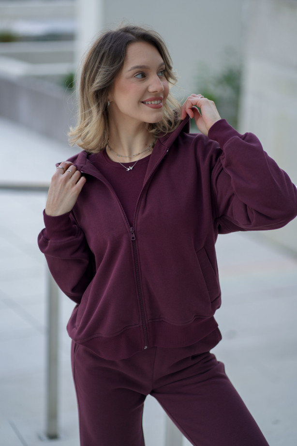 Bluza damska z kapturem na zamek – bawełna, polska produkcja | Marisol