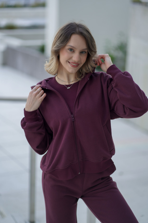 Bluza damska z kapturem na zamek – bawełna, polska produkcja | Marisol