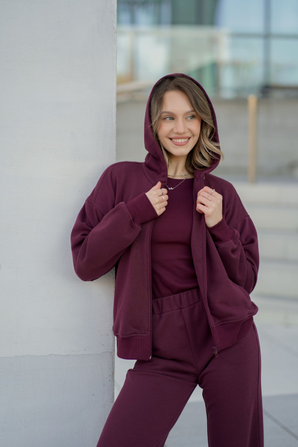 Bluza damska z kapturem na zamek – bawełna, polska produkcja | Marisol