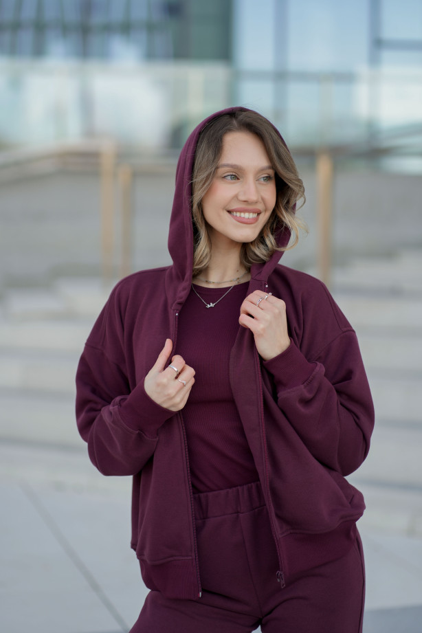 Bluza damska z kapturem na zamek – bawełna, polska produkcja | Marisol