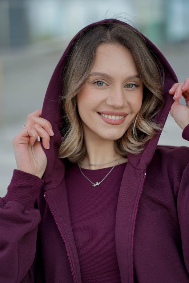 Bluza damska z kapturem na zamek – bawełna, polska produkcja | Marisol