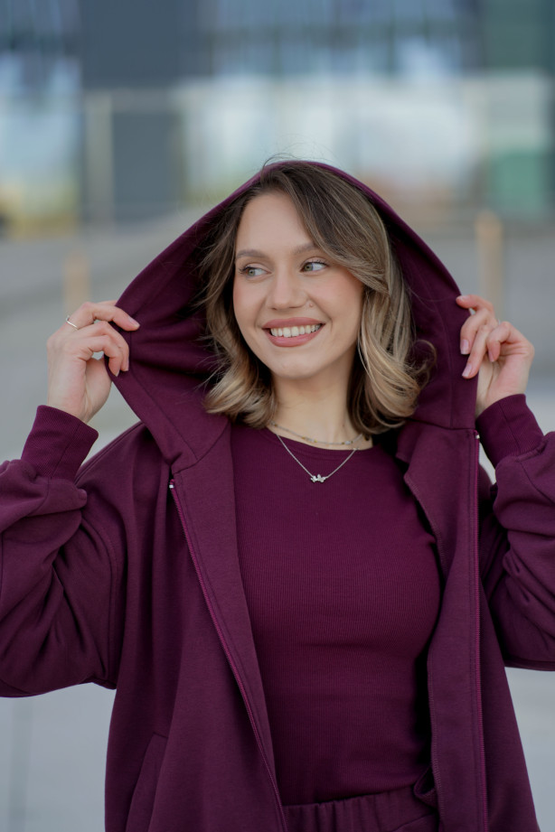 Bluza damska z kapturem na zamek – bawełna, polska produkcja | Marisol