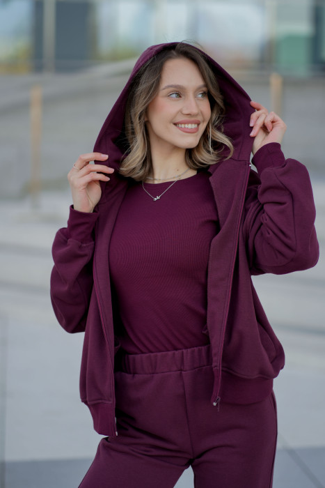 Bluza damska z kapturem na zamek – bawełna, polska produkcja | Marisol 2