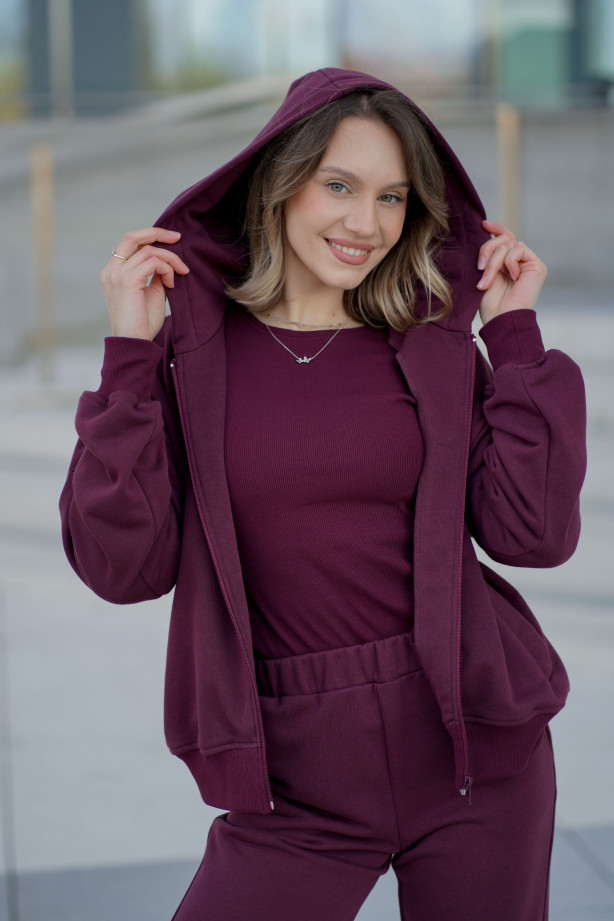 Bluza damska z kapturem na zamek – bawełna, polska produkcja | Marisol