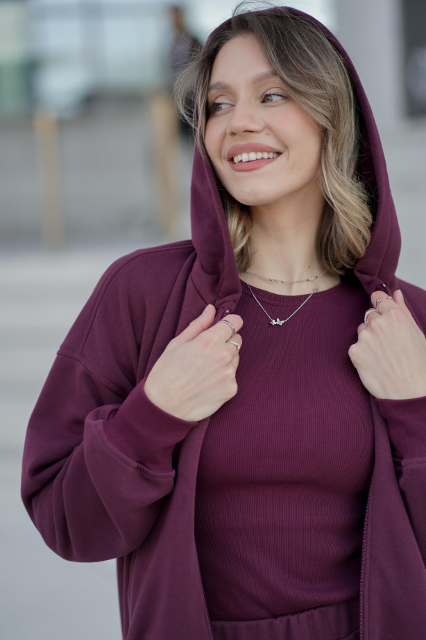 Bluza damska z kapturem na zamek – bawełna, polska produkcja | Marisol