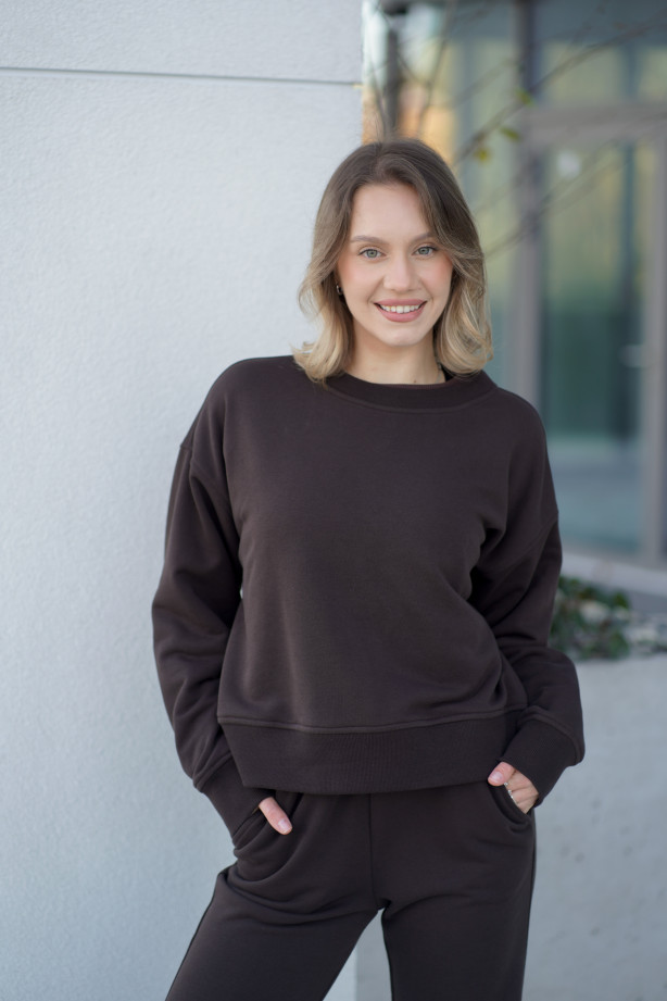 Bluza damska pudełkowa ze ściągaczem – bawełna, polska produkcja | Marisol