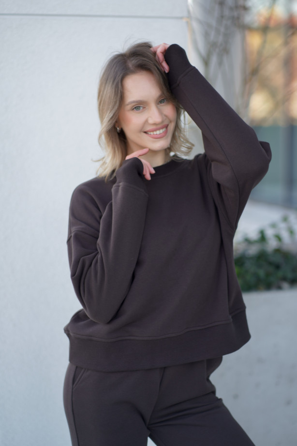 Bluza damska pudełkowa ze ściągaczem – bawełna, polska produkcja | Marisol