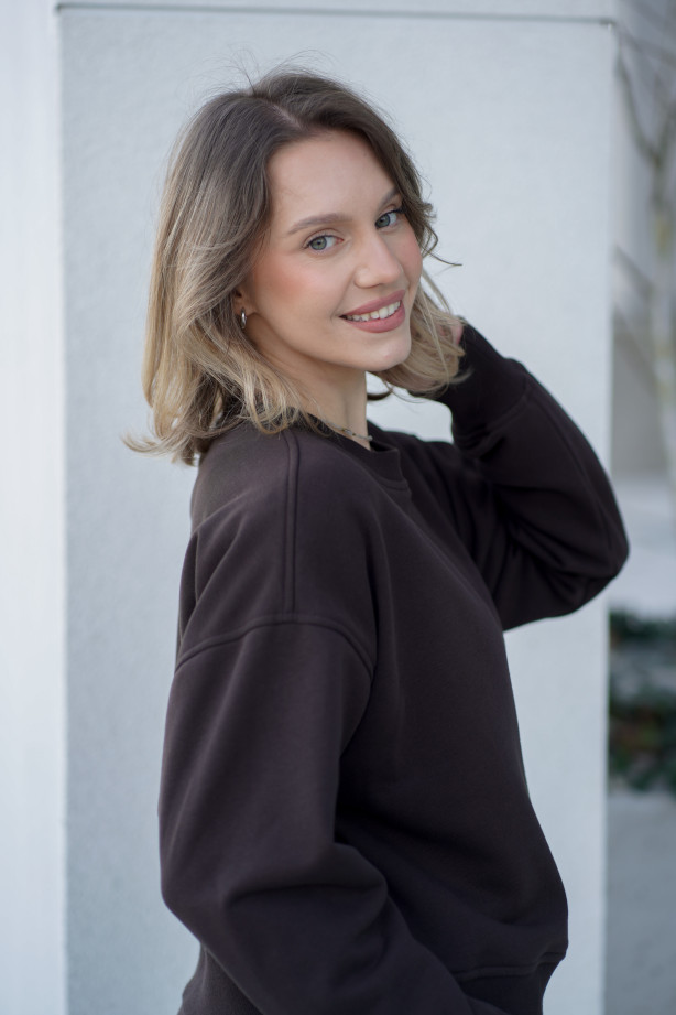 Bluza damska pudełkowa ze ściągaczem – bawełna, polska produkcja | Marisol