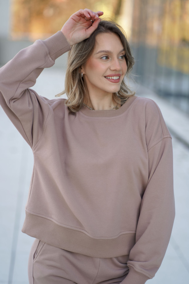 Bluza damska pudełkowa ze ściągaczem – bawełna, polska produkcja | Marisol