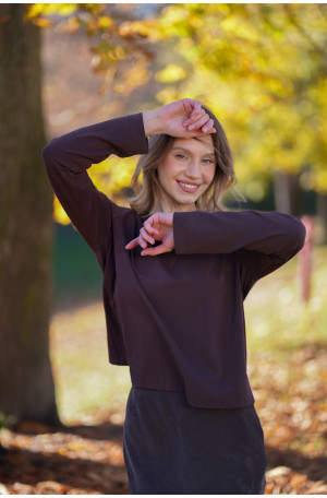 Longsleeve damski Chocolate – pudełkowy krój, długi rękaw | Marisol