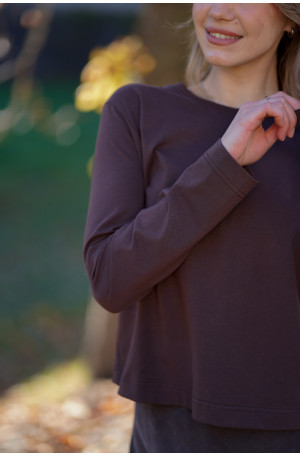 Longsleeve damski Chocolate – pudełkowy krój, długi rękaw | Marisol