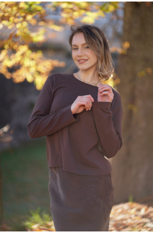 Longsleeve damski Chocolate – pudełkowy krój, długi rękaw | Marisol