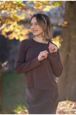 Longsleeve damski Chocolate – pudełkowy krój, długi rękaw | Marisol