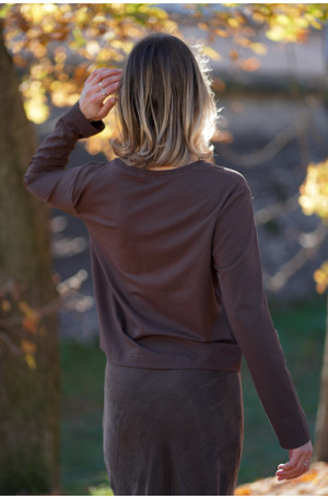 Longsleeve damski Chocolate – pudełkowy krój, długi rękaw | Marisol