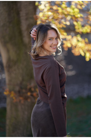 Longsleeve damski Chocolate – pudełkowy krój, długi rękaw | Marisol