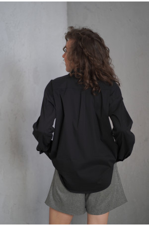 Czarna koszula damska oversize z bawełny – klasyk w nowoczesnym wydaniu | MARISOL
