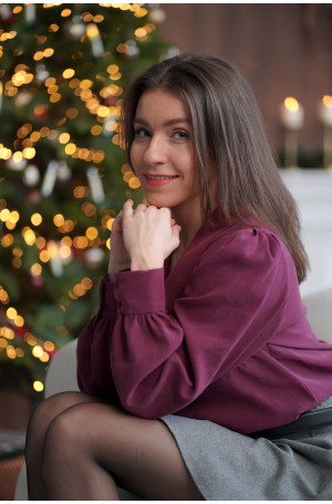 Giulia - Burgundowa koszula z dużym kołnierzem | Elegancka bluzka Marisol