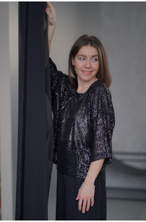 Bluzka Brilliance - cekinowa bluzka z dwustronnym dekoltem | Marisol