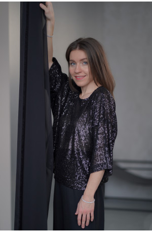 Bluzka Brilliance - cekinowa bluzka z dwustronnym dekoltem | Marisol