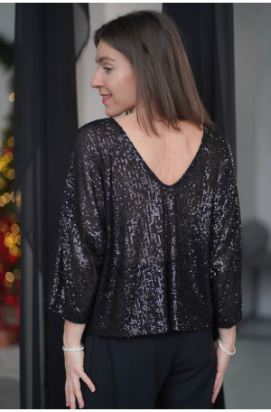 Bluzka Brilliance - cekinowa bluzka z dwustronnym dekoltem | Marisol