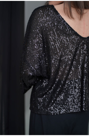 Bluzka Brilliance - cekinowa bluzka z dwustronnym dekoltem | Marisol