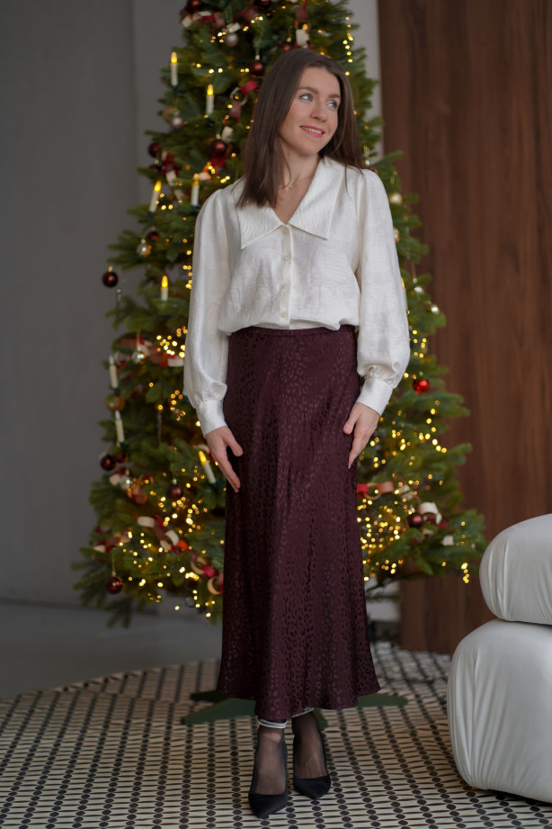 Spódnica Mocha - żakardowa spódnica midi w panterkę | MARISOL