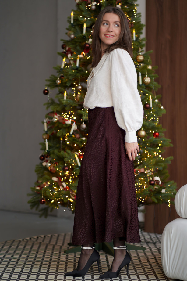 Spódnica Mocha - żakardowa spódnica midi w panterkę | MARISOL