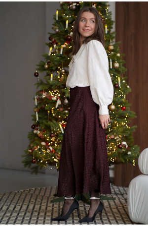 Spódnica Mocha - żakardowa spódnica midi w panterkę | MARISOL