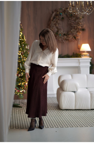 Spódnica Mocha - żakardowa spódnica midi w panterkę | MARISOL