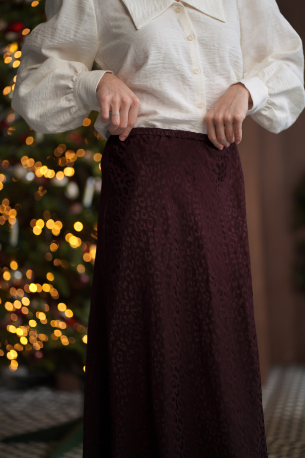 Spódnica Mocha - żakardowa spódnica midi w panterkę | MARISOL