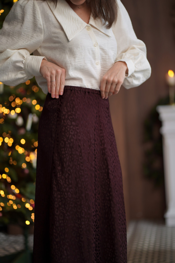 Spódnica Mocha - żakardowa spódnica midi w panterkę | MARISOL