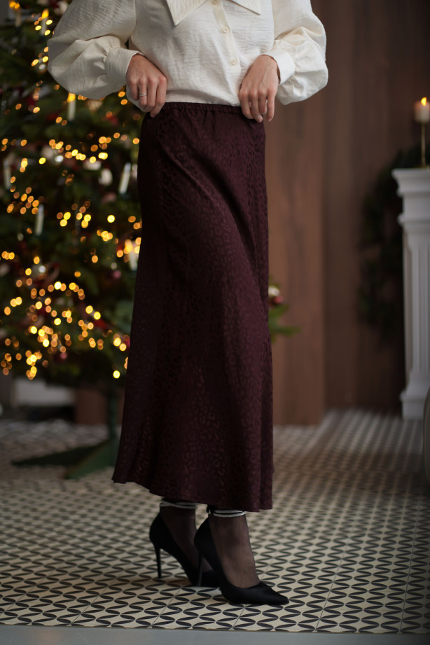 Spódnica Mocha - żakardowa spódnica midi w panterkę | MARISOL