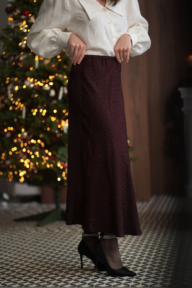 Spódnica Mocha - żakardowa spódnica midi w panterkę | MARISOL