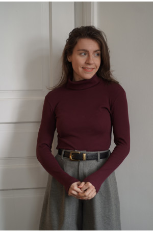 Golf mokka z prążkowanej bawełny – klasyczny golf damski | Marisol