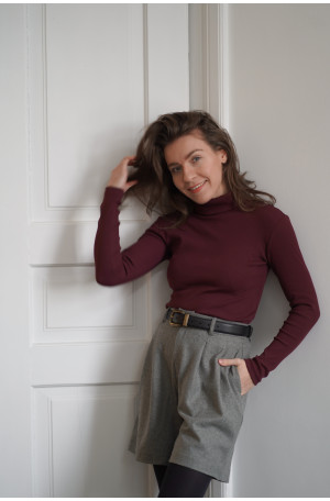 Golf mokka z prążkowanej bawełny – klasyczny golf damski | Marisol