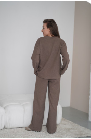 Spodnie Knitted Brown – szerokie spodnie z dzianiny na gumie z kieszeniami