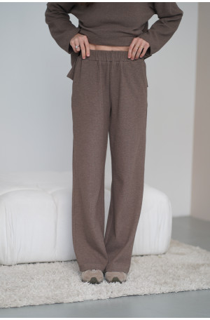 Spodnie Knitted Brown – szerokie spodnie z dzianiny na gumie z kieszeniami