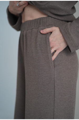 Spodnie Knitted Brown – szerokie spodnie z dzianiny na gumie z kieszeniami