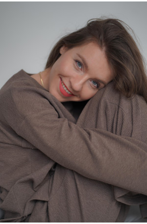 Spodnie Knitted Brown – szerokie spodnie z dzianiny na gumie z kieszeniami