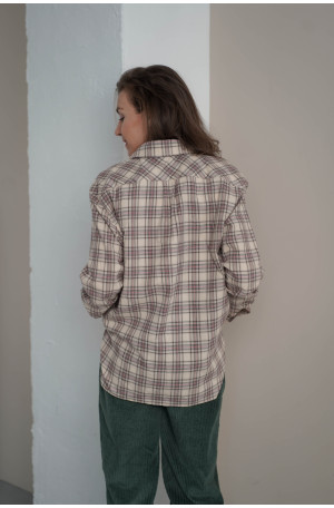 Koszula w kratę – bawełniana, lekko oversize z ozdobnymi mankietami